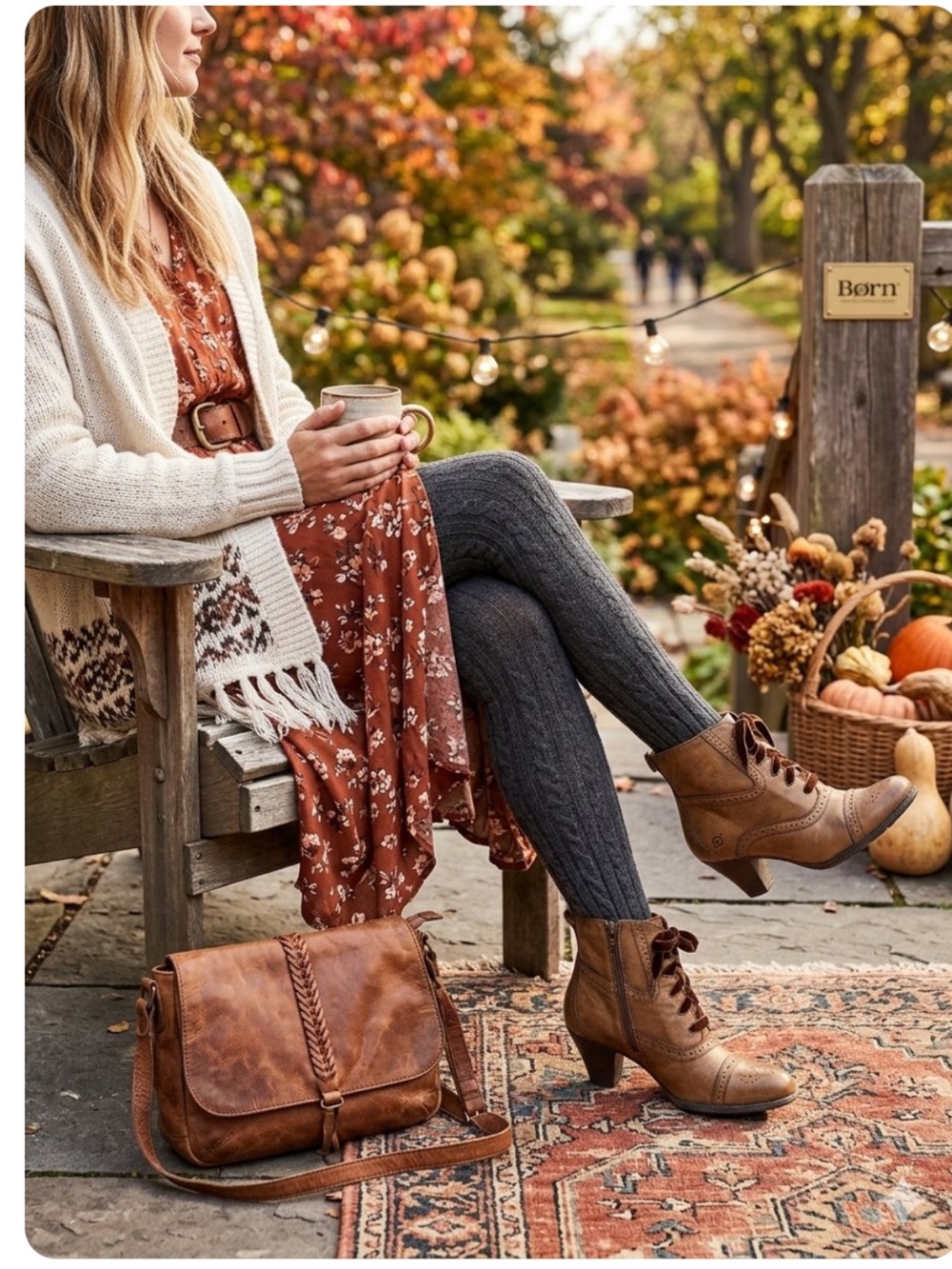 Born Bittersweet Leather Lace
Up Brogue Heeled Boots 8.5